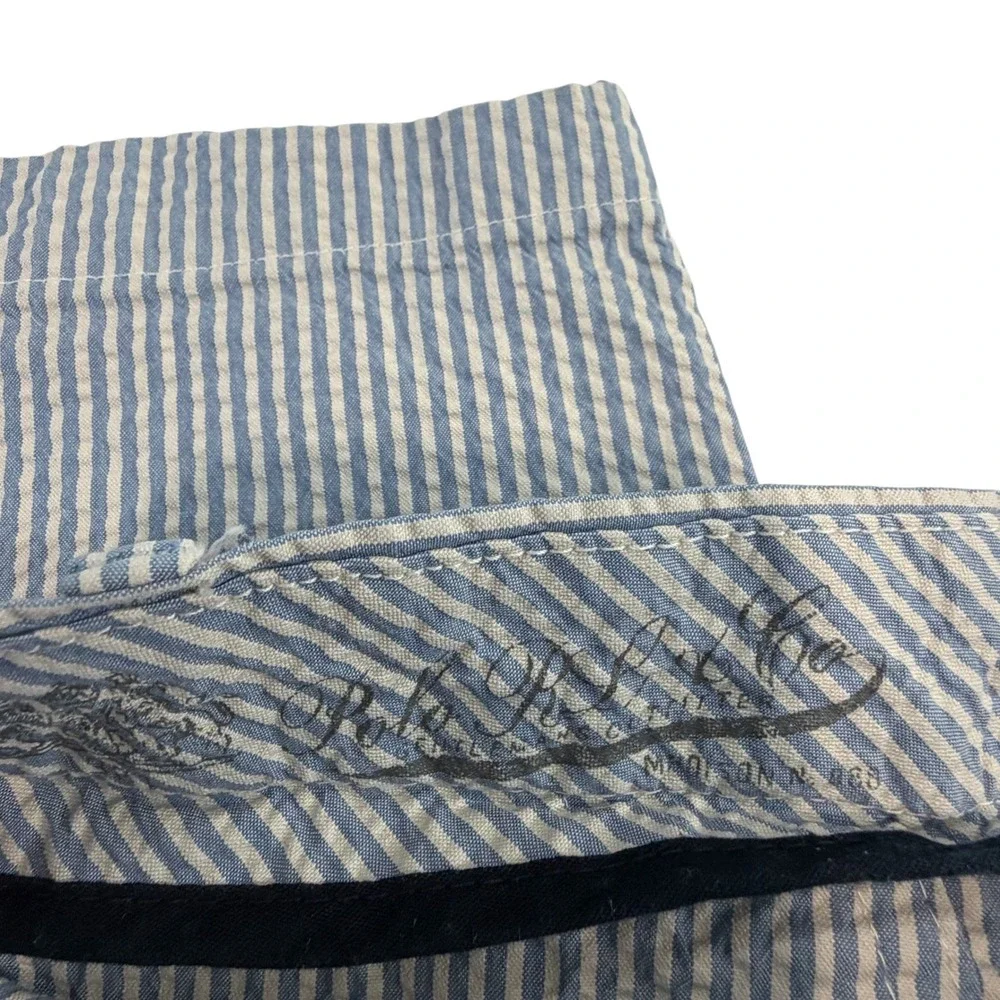 Polo Ralph Lauren Bleeker Blue Striped Seersucker Chino Pants, 38 Preppy Coastal